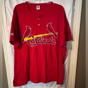 VINTAGE RUSSELL ATHLETIC ST LOUIS CARDINAL 2 BUTTON T-SHIRT